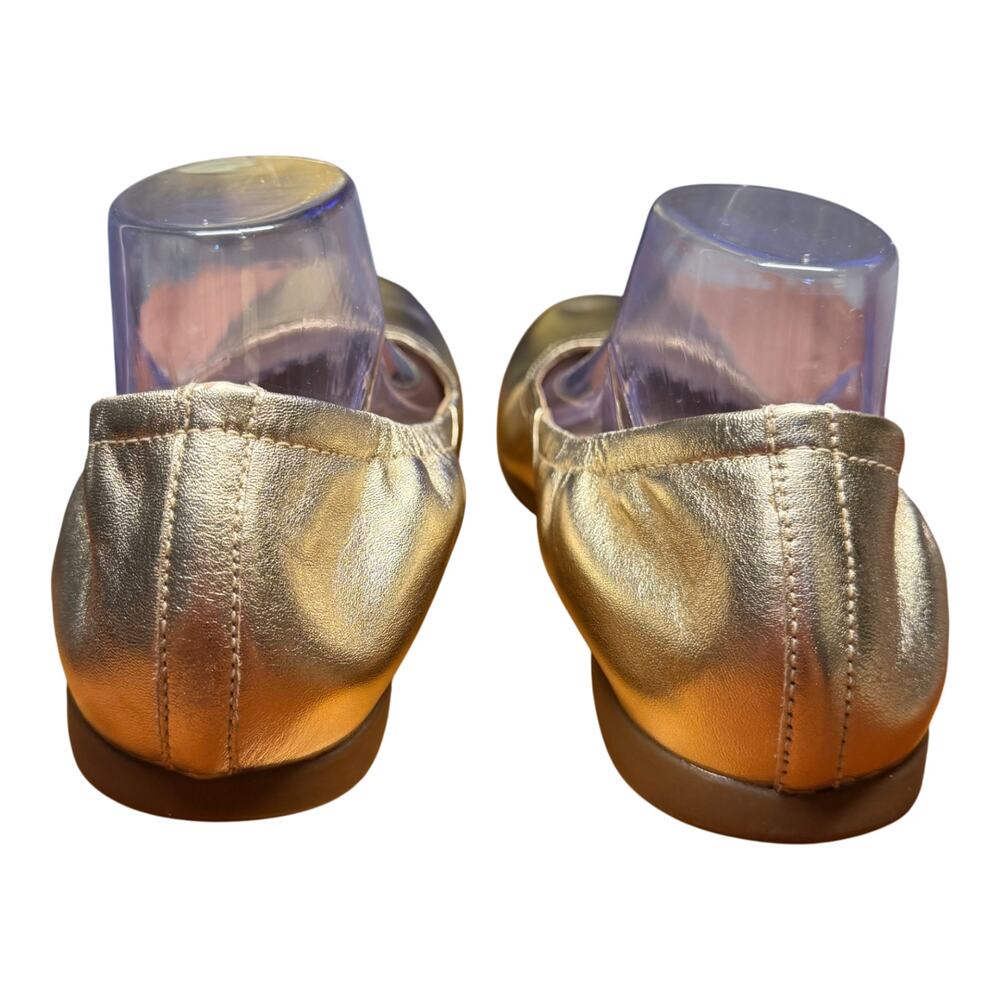 ABEO Tilly Women's 10 Gold Leather Ballet Flats Comfort Slip On Workwear Classic - Picture 4 of 11